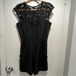 Yoana Baraschi Romper -Crochet Lace Black Shorts West 22 Womens - Sz 8